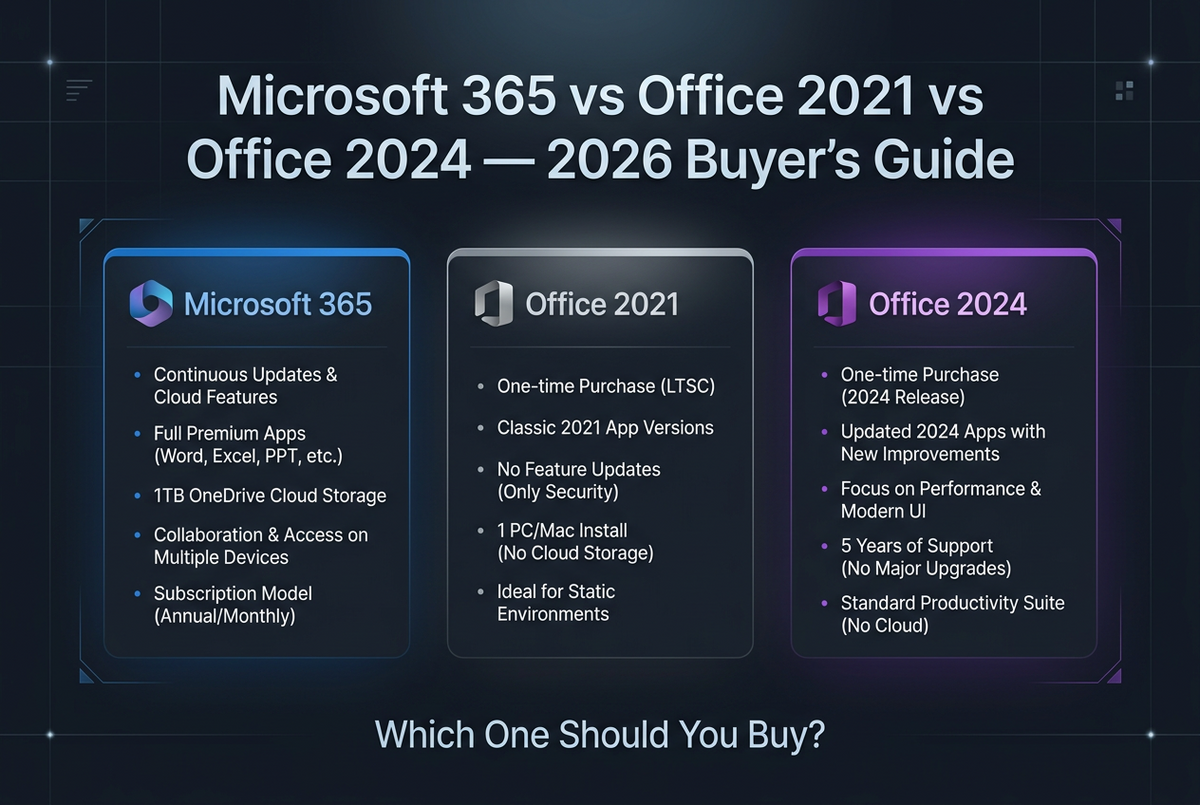 Microsoft 365 vs Office 2024 vs Office 2021: Which to Buy in 2026?