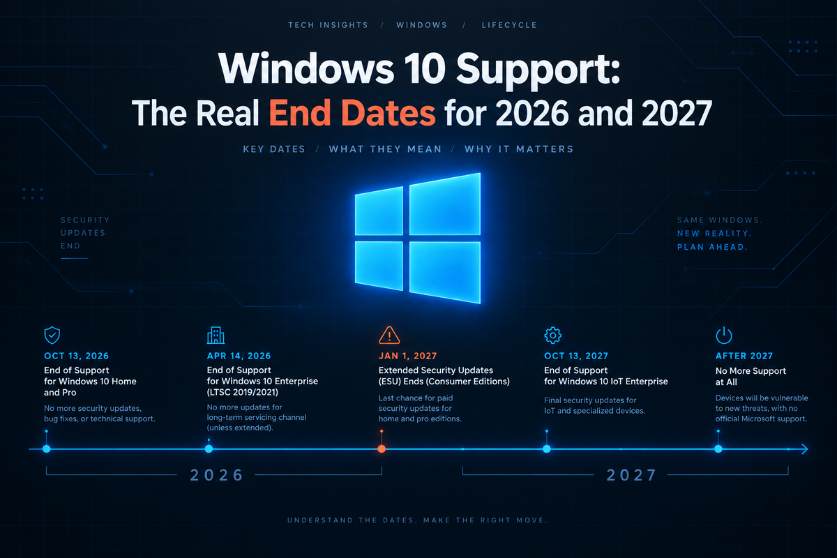 Windows 10 end of support and ESU timeline 2026 to 2027