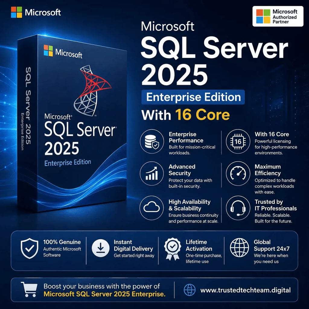 SQL Server 2025 Enterprise – 16 Core + Unlimited CALs | Volume License