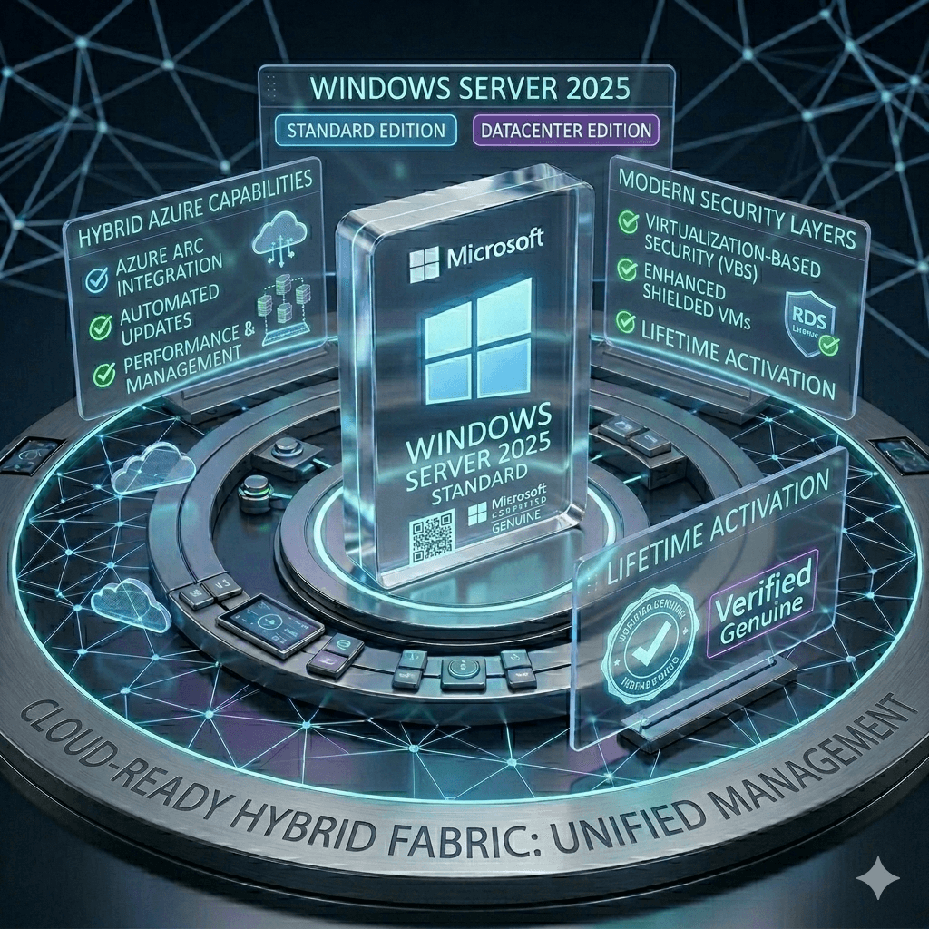 Microsoft Windows Server 2025 Standard – 24 Core License | Genuine Perpetual Key